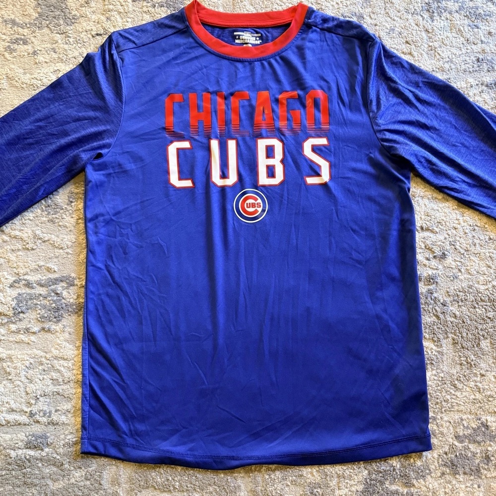 Chicago Cubs Shirt Mens Large Blue MLB Baseball Genuine Merchandise 3/4 Sleeve